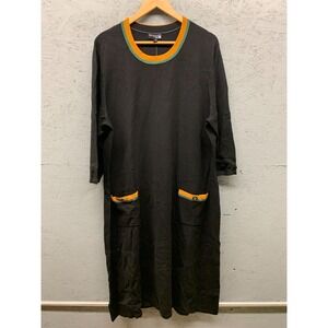 Antthony Originals‎ Women's Black Knit Pocket Dress 2X Trim Detail Long Sleeve